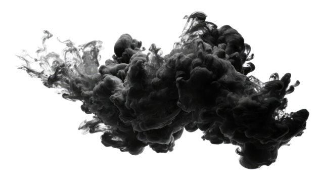 Dark ink cloud, swirling in monochrome