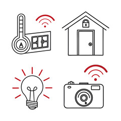Minimalist Smart Home Technology Icons Abstract Line Art Set