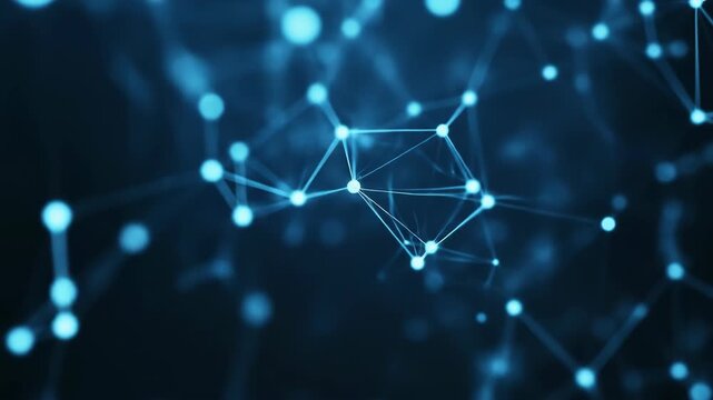 Blue abstract network with connecting lines and dots background