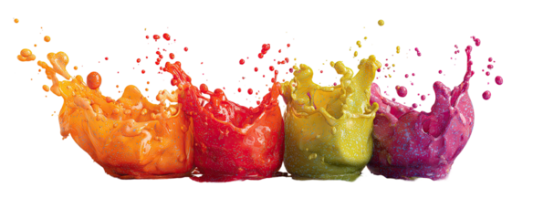 Colorful liquid splashes on black background