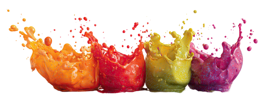 Colorful liquid splashes on black background