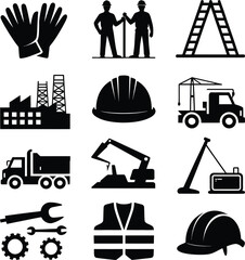 Construction and Industrial Icons Silhouette Collection vector illustration