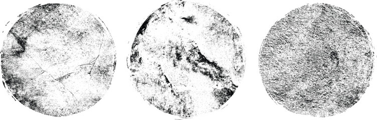 Hand-drawn grunge stamp set. Round vector isolated on white background. Black stamp vector. Collection for grunge badge, seal, ink and stamp design template.