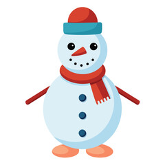 Whimsical christmas snowman illustration with festive colors