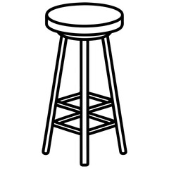 Minimalist Bar Stool Line Art Vector