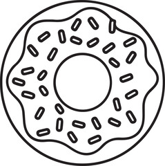 A simple, black-and-white line drawing of a donut.