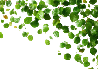 Close-up of vibrant green leaves cascading