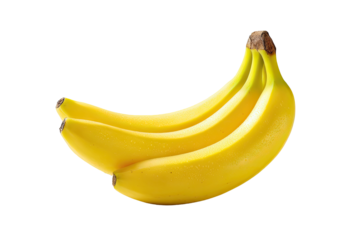 Two ripe bananas, close-up, against a black background.  Their yellow peels are smooth and glossy, and they curve gently.  Stem ends are visible