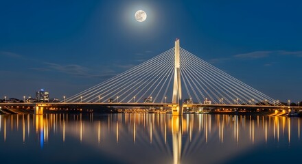 Obraz premium Full Moon Above Suburban Rooftops