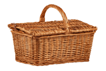 Wicker picnic basket with lid and handle