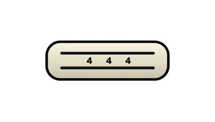 Beige, rectangular button with three "4"s