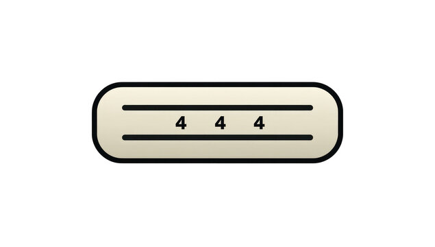 Beige, rectangular button with three "4"s