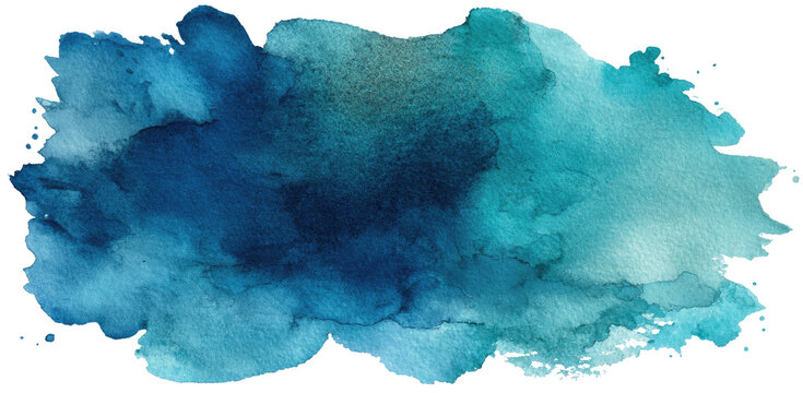 Abstract watercolor stain in shades of teal and blue (1) - Powered by Adobe