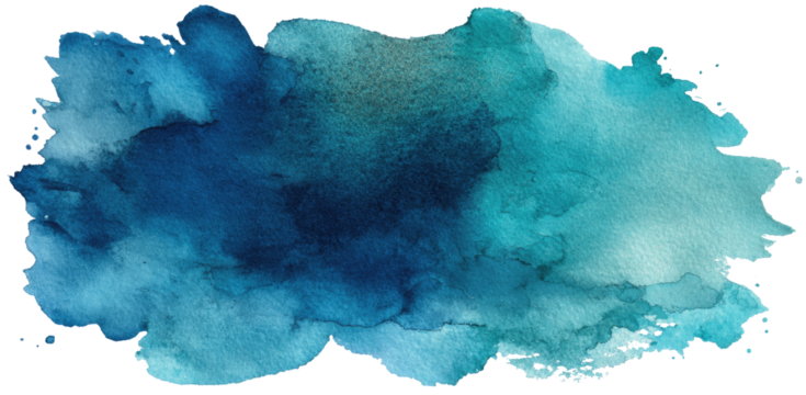 Abstract watercolor stain in shades of teal and blue (1)