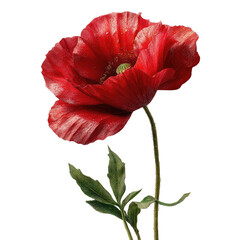 Vibrant red poppy flower, detailed close-up.  Deep crimson petals, with subtle shading, g