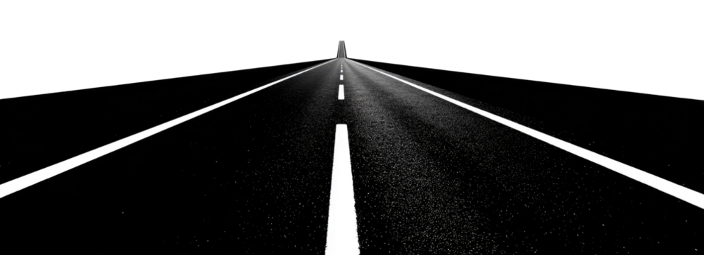 Empty highway at night.  Dark asphalt road stretches into the distance,