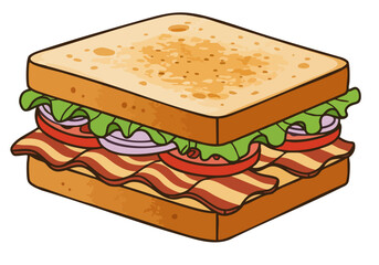 A charming, hand-drawn illustration of a classic sandwich.  Bright colors and clean lines make this vector graphic ideal for food-related projects and branding.  Perfect for commercial use.