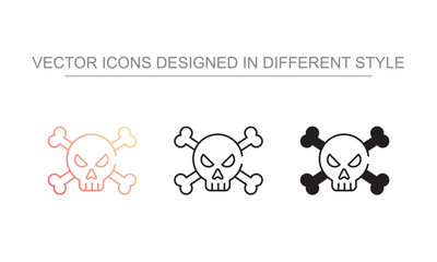 Skull icon design with white background stock illustration