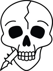 a black and white illustration of a cracked skull .eps