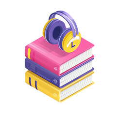 Stack of books with headphones (1)