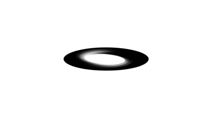 A grayscale, pixelated, oval-shaped void.  A faint,  ring of light surrounds the dark center