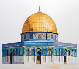 Obraz premium Iconic dome of the rock mosque in jerusalem with golden dome