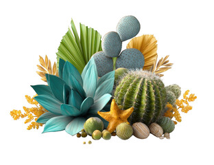 Vibrant collection of tropical plants and succulents