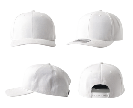 Four views of a blank white baseball cap (6)
