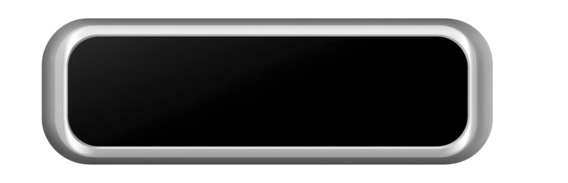 Rectangular, black area with a silver frame