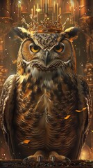 Majestic Owl A Regal Portrait of Wisdom and Mystery in Golden Light