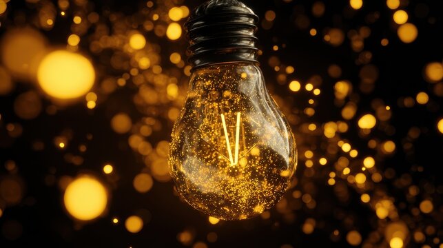 Abstract idea visualization with bulb and particles, conveying creativity and energy, great for motivational content or ads.