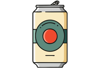 A stylized can craft icon, featuring a silver can with a circular label and red accents. Clean, modern design. Ideal for digital projects and branding.