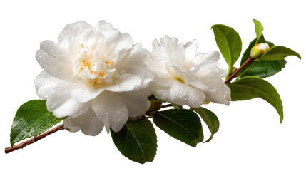 Close-up of two white camellias