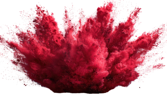 Red powder explosion, radiating outwards