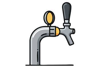 A stylized tap flow icon featuring a chrome faucet with a dark beer stream. Clean, modern design. Ideal for website graphics and app interfaces.