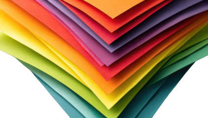 Colorful overlapping papers in a vibrant rainbow spectrum