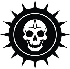 a black and white illustration of a skull inside a (1).eps