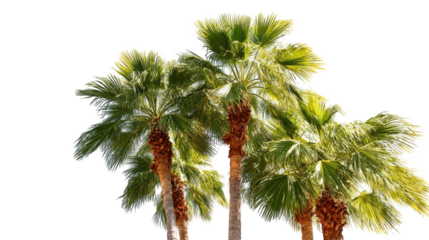 Close-up view of three palm trees