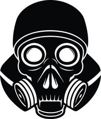 a black and white illustration of a skull wearing .eps