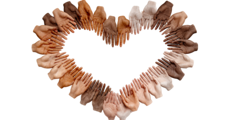 Hands in a heart shape, diverse skin tones