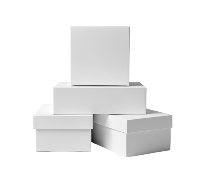 Stack of four plain white boxes