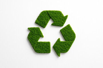 Green Moss Recycle Symbol on White Background