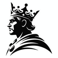 Silhouette profile of a king wearing a crown and regal robes