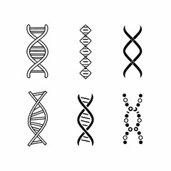 Collection of dna molecule illustrations featuring double helix and genetic code