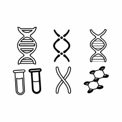 Hand drawn dna molecule illustrations featuring double helix and genetic code