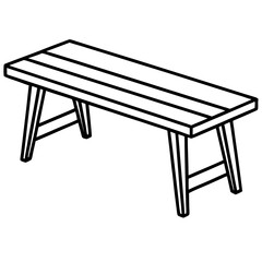 Minimalist Wooden Bench Line Art
