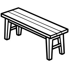 Minimalist Wooden Bench Line Art