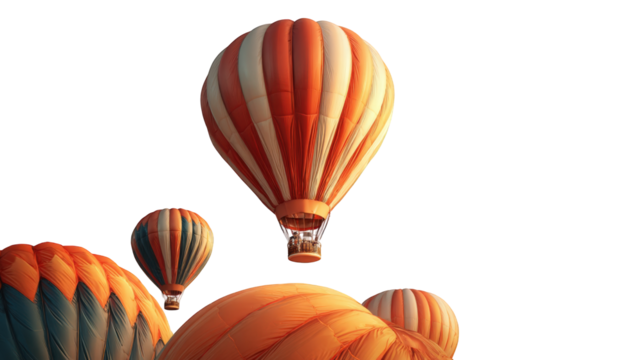 Hot air balloons against a dark background.  Colorful, 3D image - Powered by Adobe