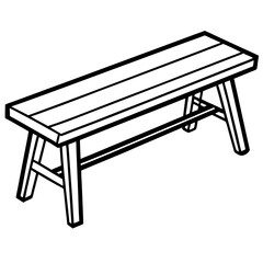 Minimalist Wooden Bench Line Art