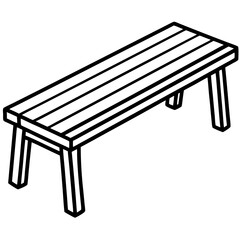 Minimalist Wooden Bench Line Art